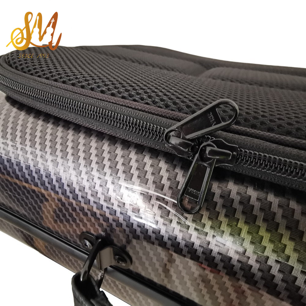 high quality 14-17inch Viola case black carbon fiber case with musicalsheet pocket ,scraps,handle