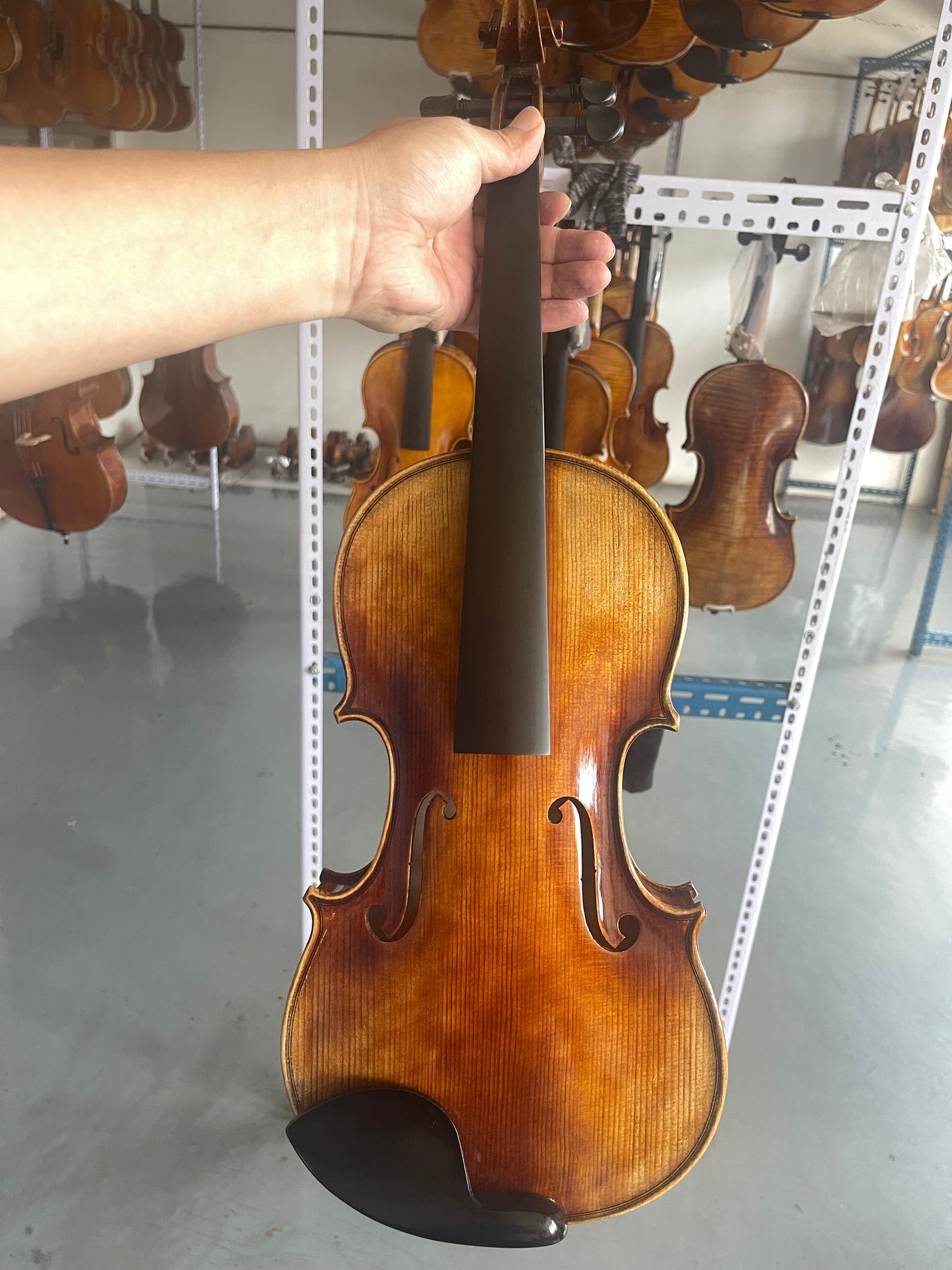 Solid spruce and maple4/4 hanmade violin ready to play strings bridge Stadivari model bright sound