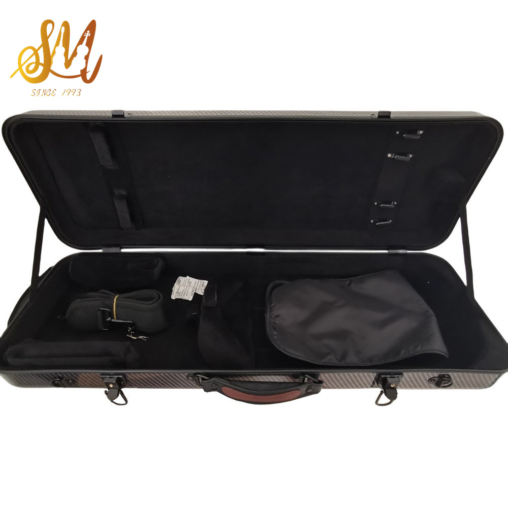 high quality 14-17inch Viola case black carbon fiber case with musicalsheet pocket ,scraps,handle