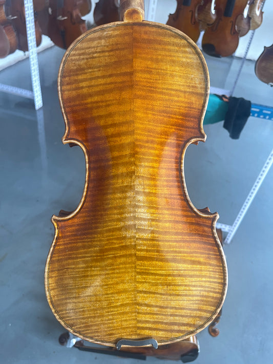good quality 4/4 handmade violin solid spruce maple bright sound ready to play  case