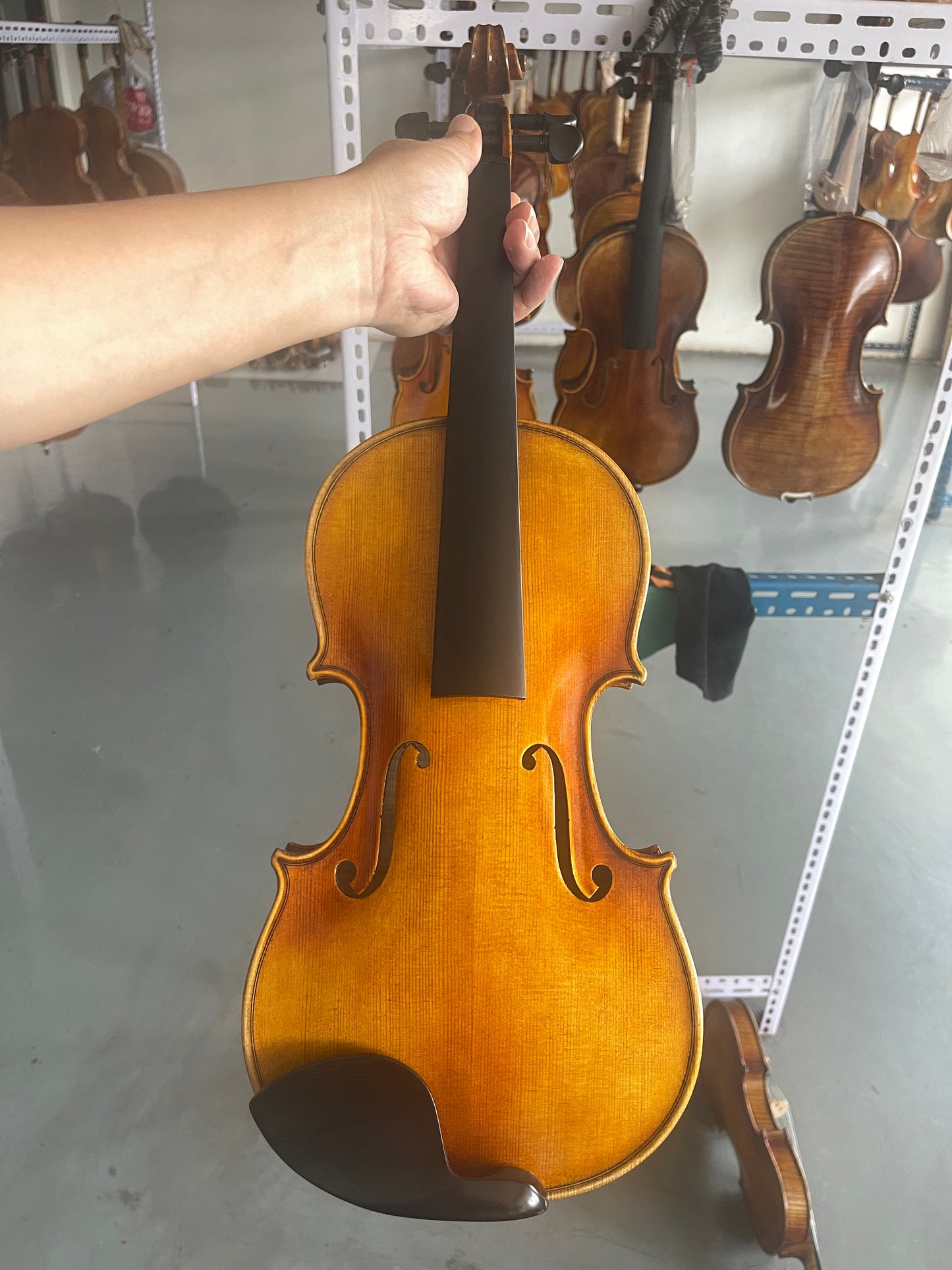 SurpassMusica full size handmade violin solid spruce and one piece maple back ,strings,bridge case are included