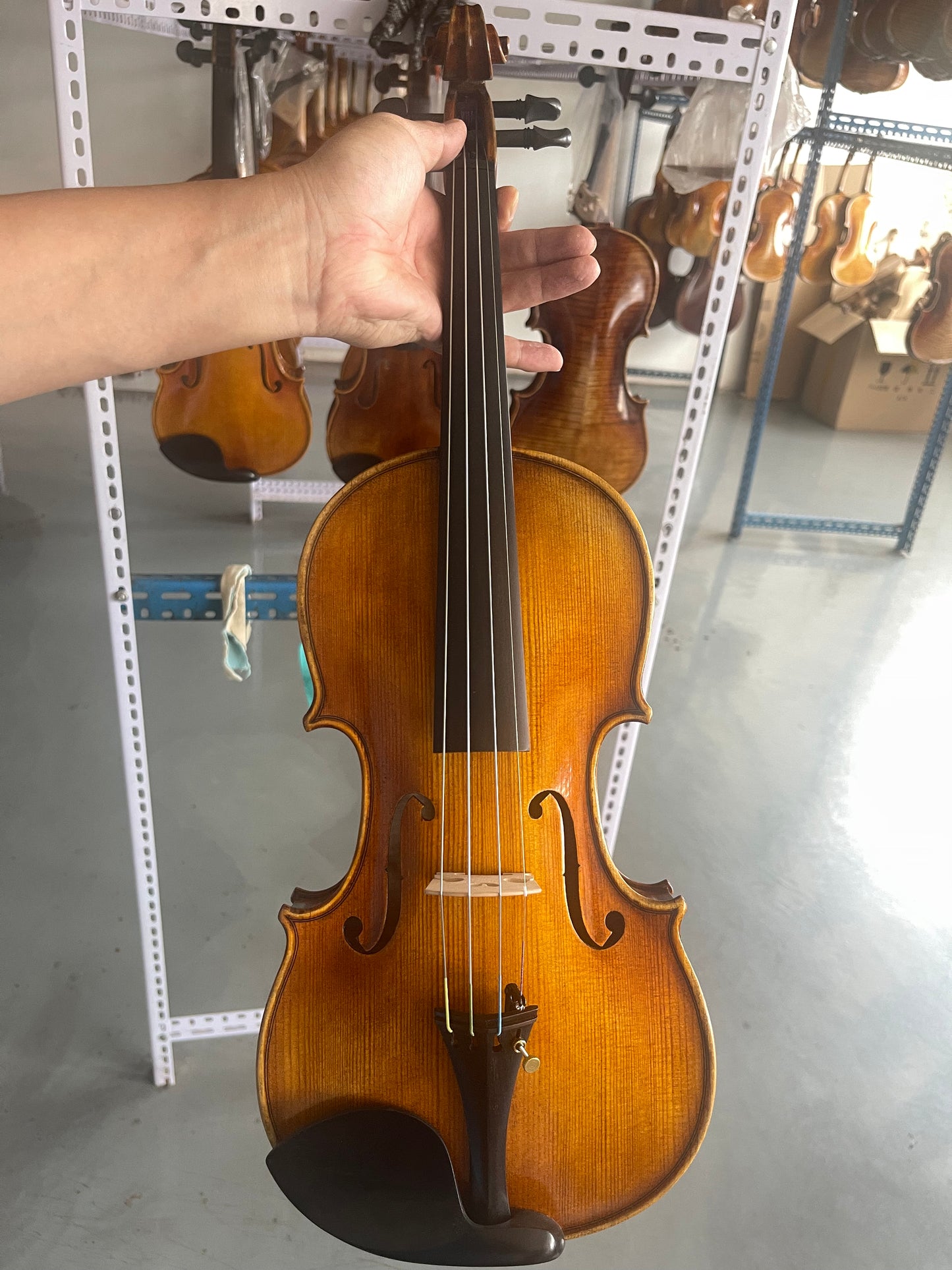 Professional 4/4 violin solid spruce maple bright sound violin case strings instrument