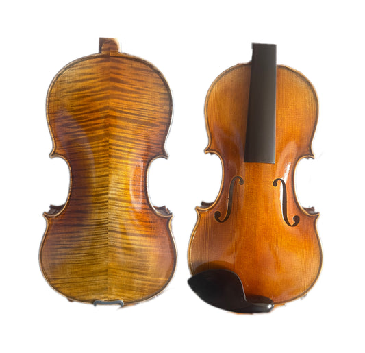 4/4 handmade violin solid spruce flamed maple,nice sound with case, strings,bridge, ready to play